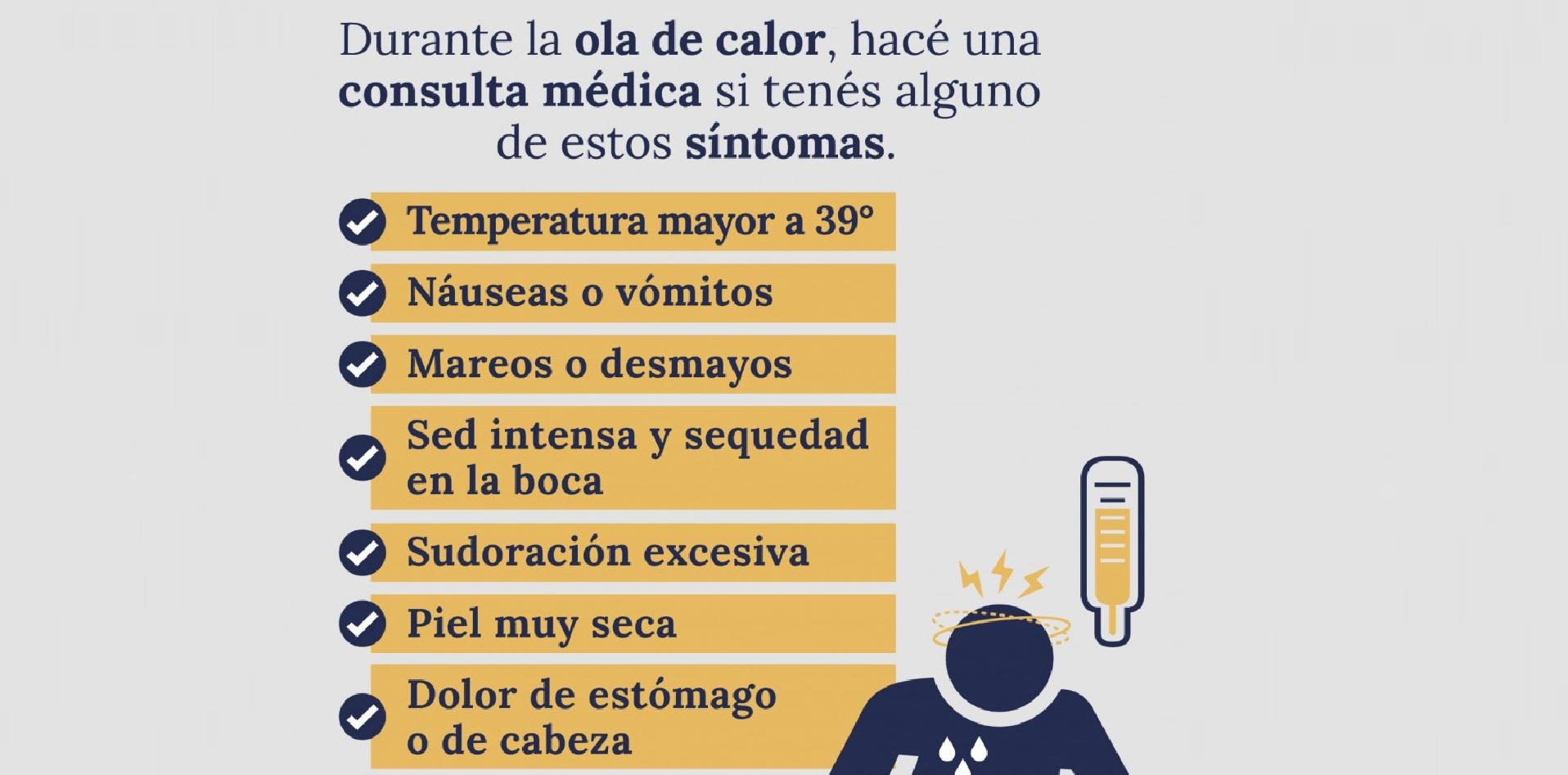 Ante cualquier síntoma de golpe de calor dentro de INTI acudir al Servicio Médico